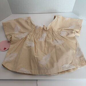 - Girl's Shirt-PAISLEY LANE-Cream w/white foral-Size 12-NEW w/TAGS